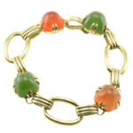 Nephrite Carnelian Stone Link Bracelet