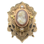 Carnelian Cameo and Seed Pearl Pin Or Pendant
