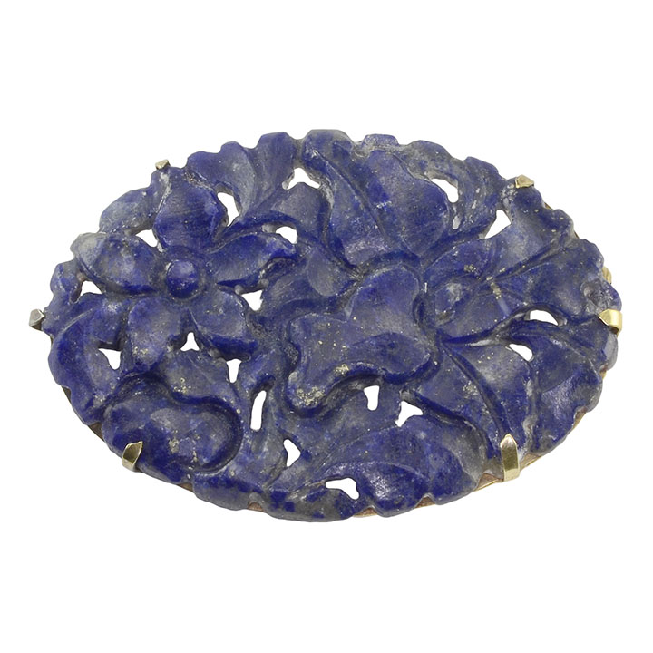 Floral Carved Lapis Pin