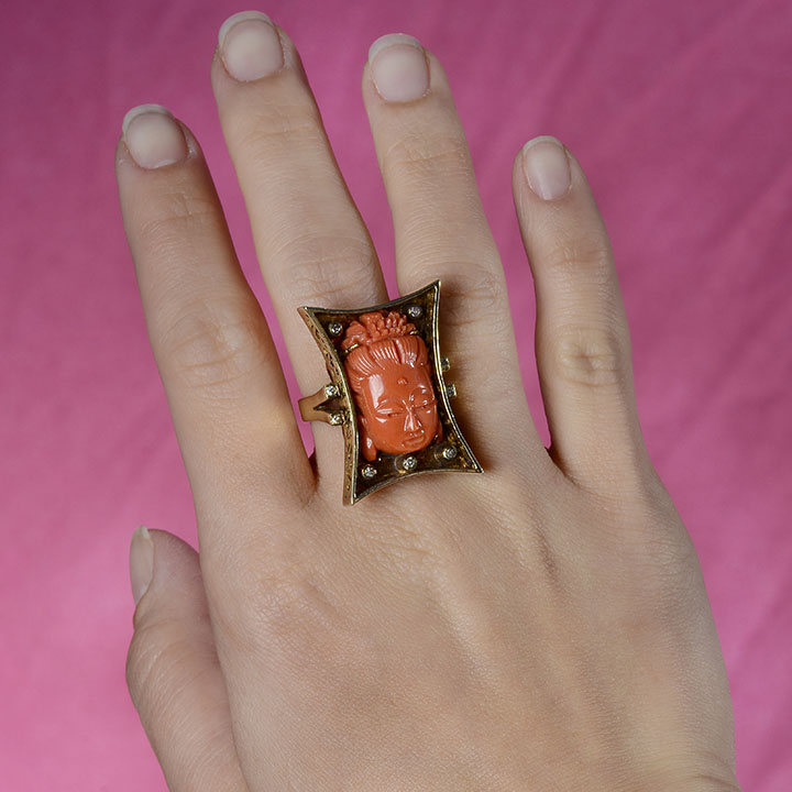 Custom Carved Coral Ring
