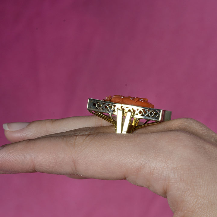 Custom Carved Coral Ring