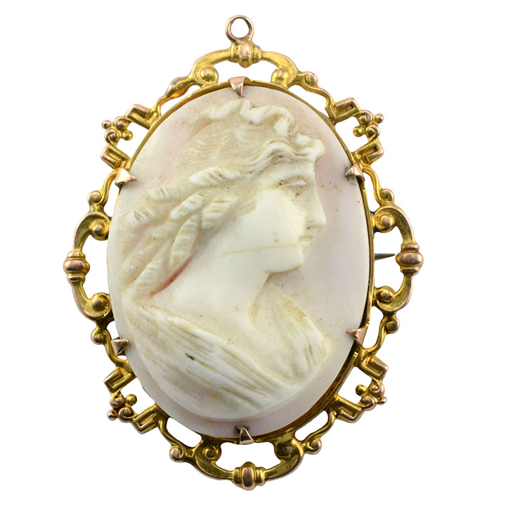 Conch Shell Cameo Pin or Pendant