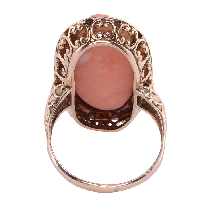 Carved Coral Cameo Ring