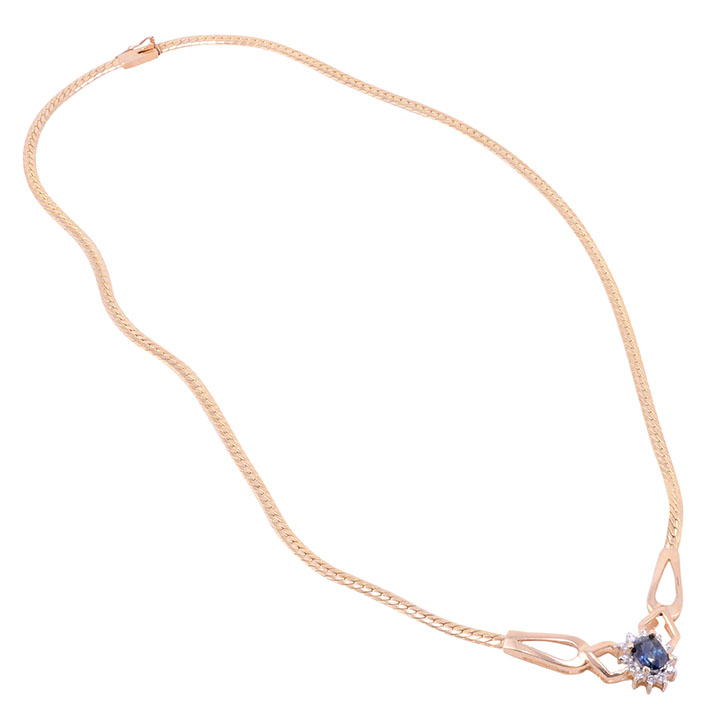 Oval Sapphire Diamond Necklace