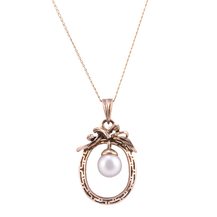 Floating Saltwater Pearl Pendant on Chain