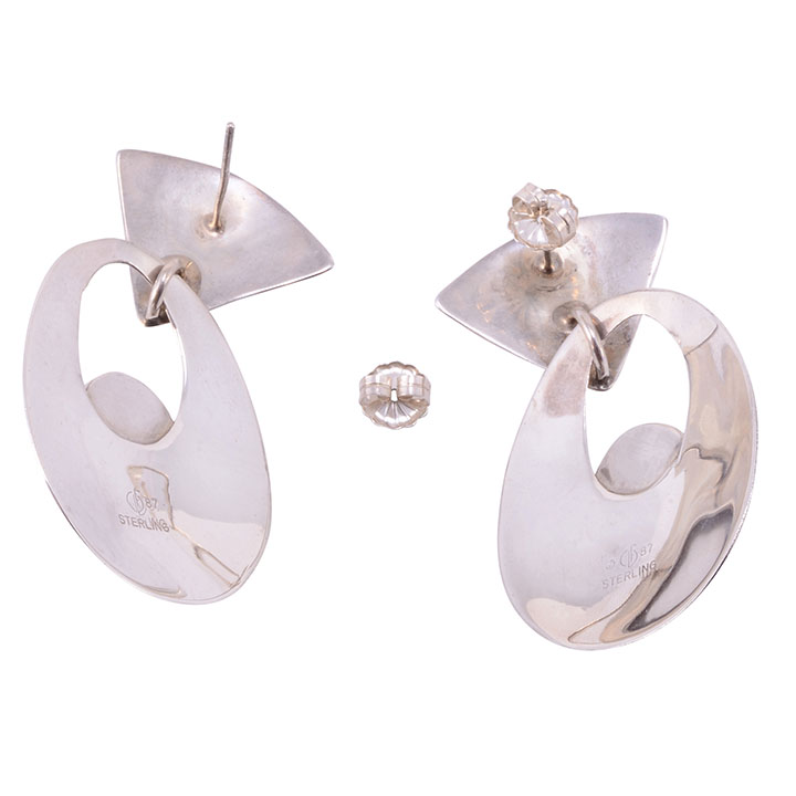Rose Quartz Cabochon Sterling Silver Earrings