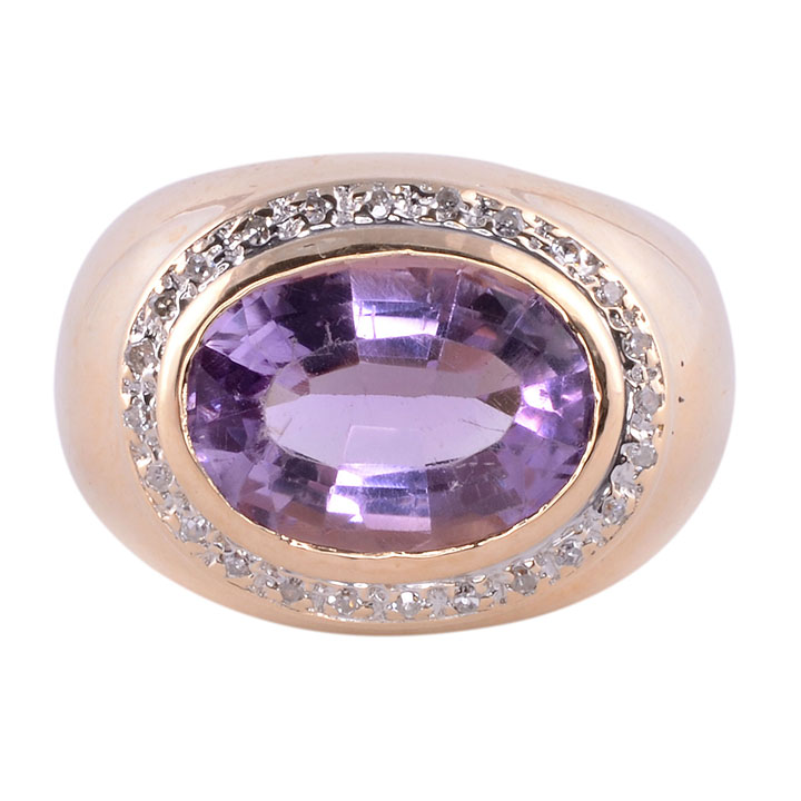 Oval Amethyst & Diamond Ring