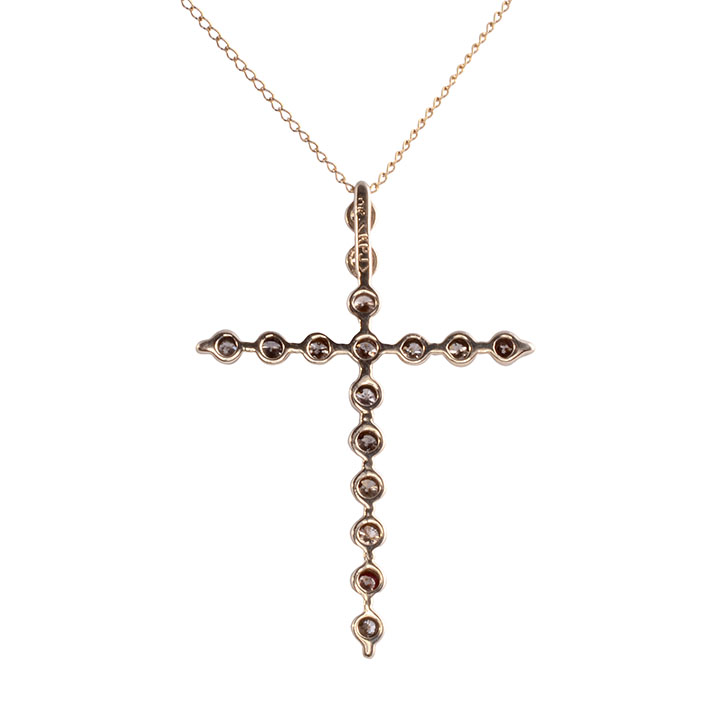Champagne Diamond Cross Pendant on Chain