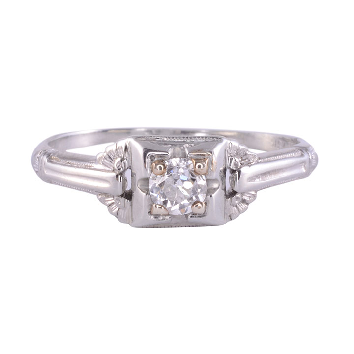 1920s VVS Diamond 18KW Ring