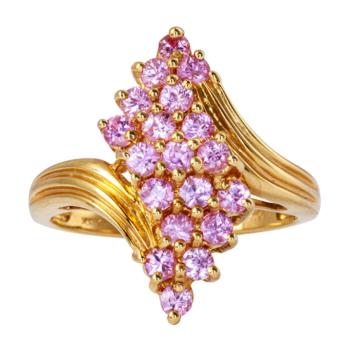 Pink Sapphire Cluster Bypass Ring