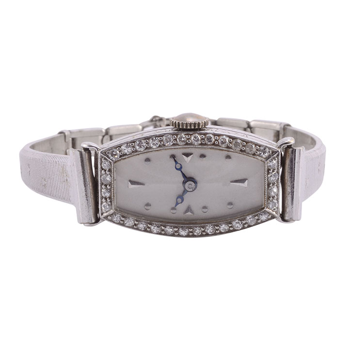 E Huguenin Diamond 18KW Ladies Dress Wrist Watch