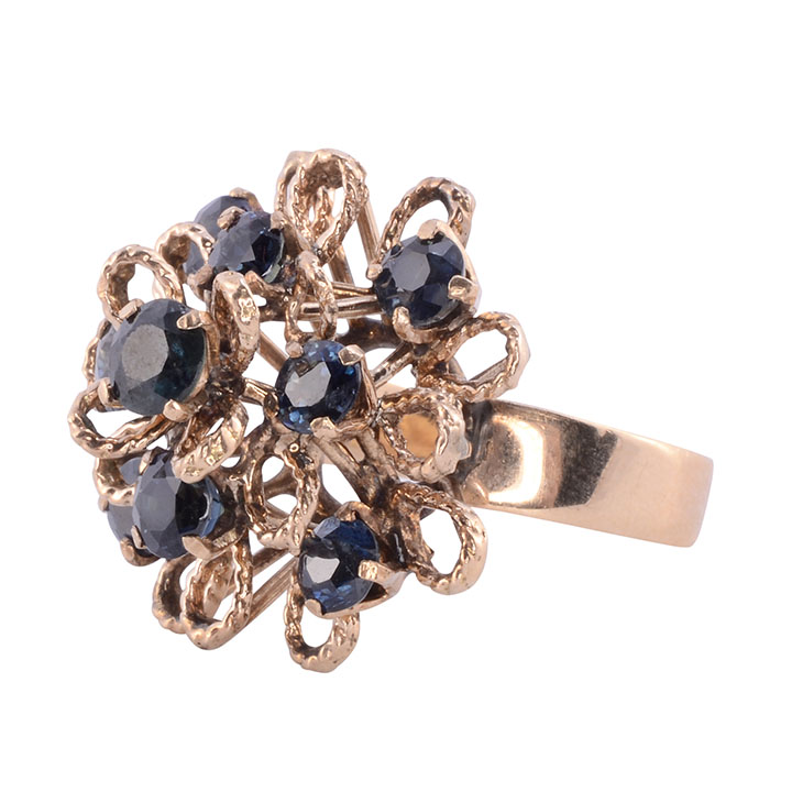 Sapphire Cluster 18K Gold Ring