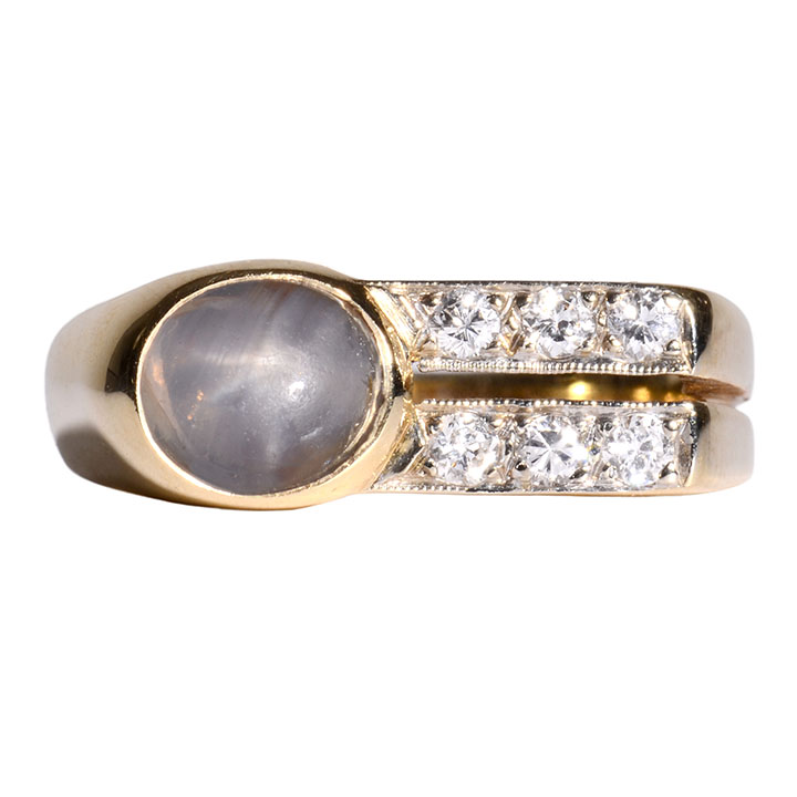 Gray Star Sapphire & Diamond Ring