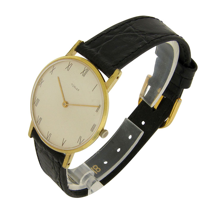 Mens Gold Plated Wrist Watch by Turler