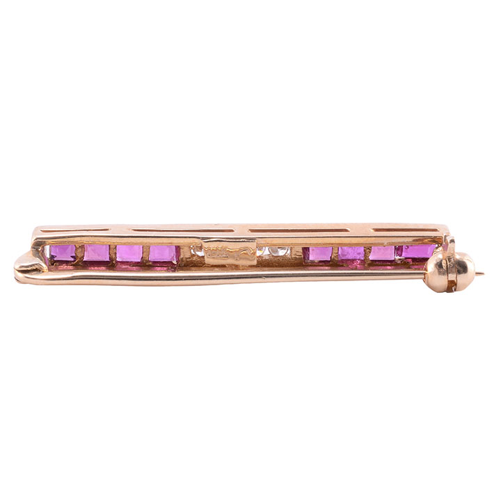 Vintage Ruby Diamond Bar Pin