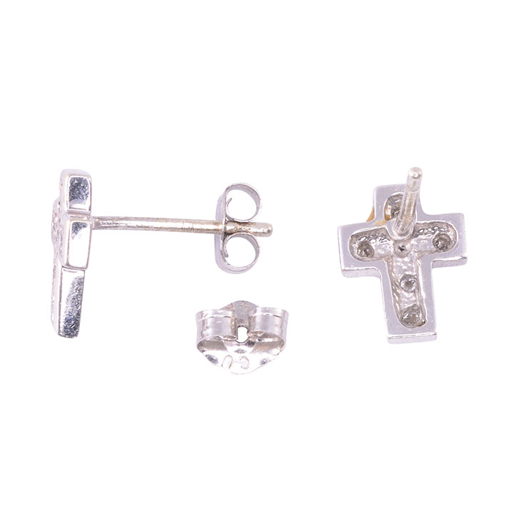 Pave Diamond Cross Earrings