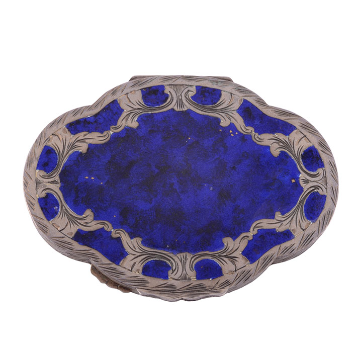 Silver with Blue Enameling Ladies Compact