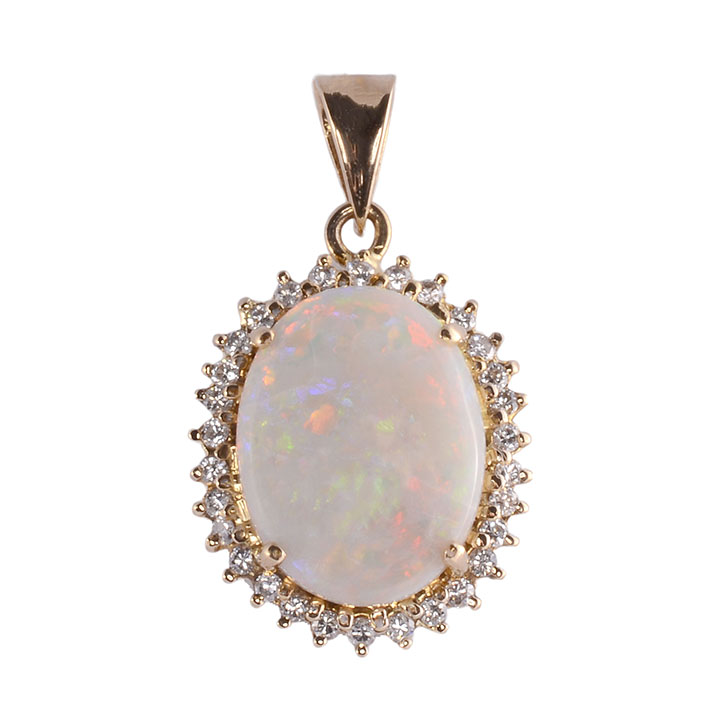 3.95 Carat Opal & Diamond Pendant