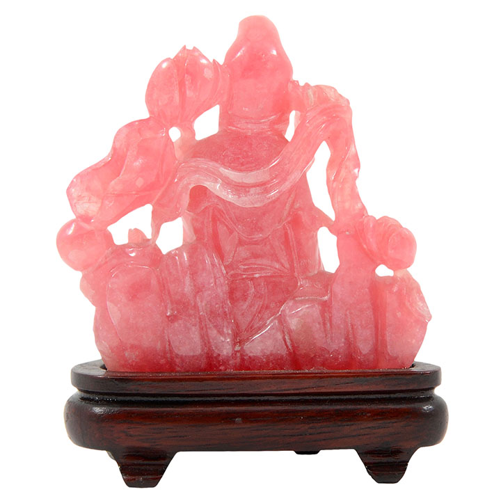 Seated Woman with Child Rhodochrosite Carving