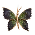 18 Karat Yellow Gold and Enamel Butterfly Pin