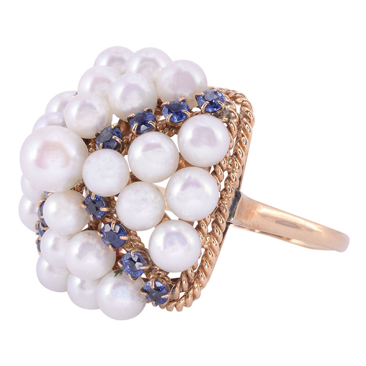 Akoya Pearl & Sapphire Ring