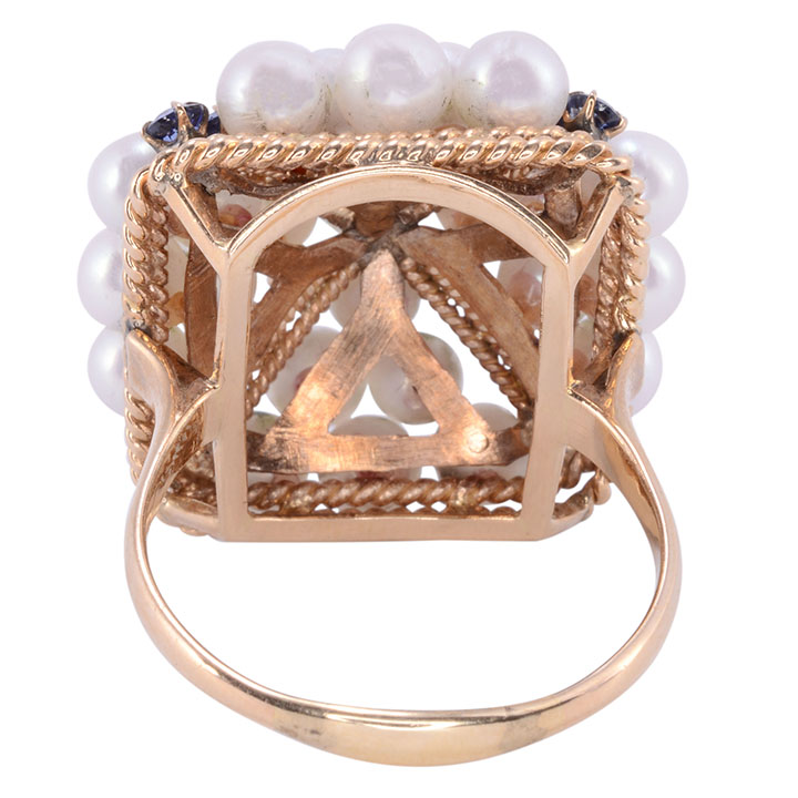 Akoya Pearl & Sapphire Ring