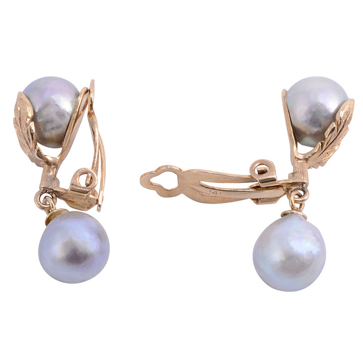 Cultured Pearl Drop Clip Earrings