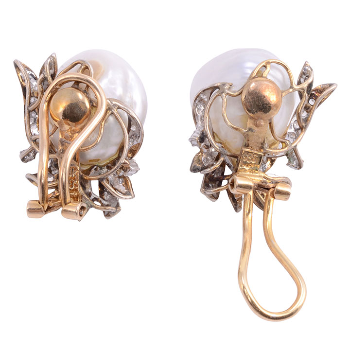 GIA Certified Baroque South Seas Pearl Clip Earrings