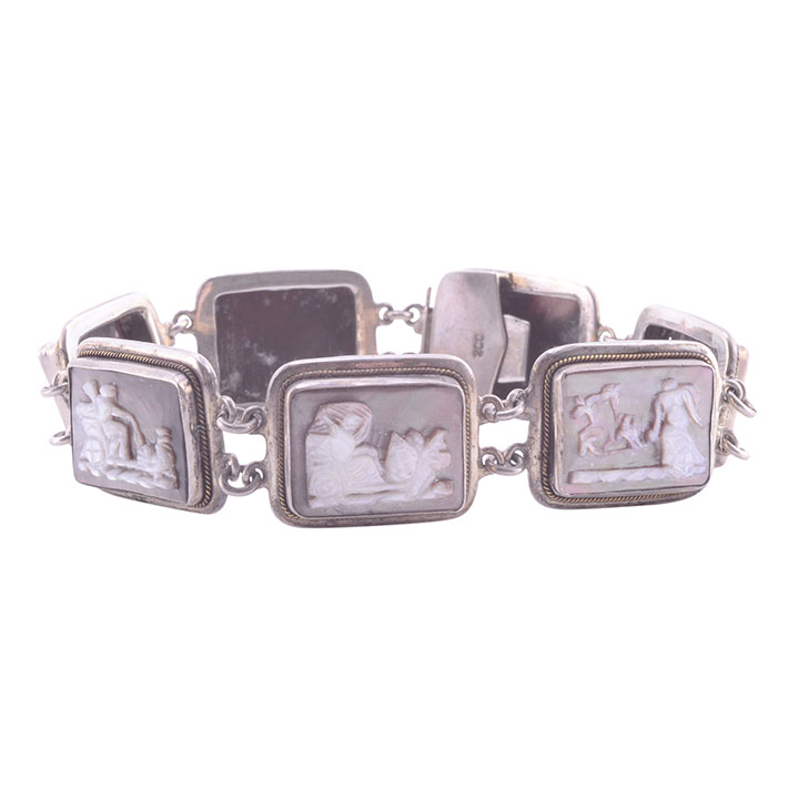 Silver and Mother of Pearl Link Bracelet
