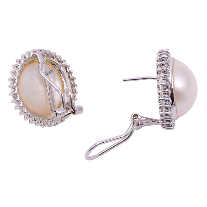 Mabe Pearl Diamond Earrings