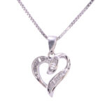 baguette diamond heart pendant
