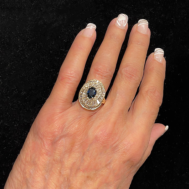 0.96 Carat Sapphire And 2.70 CTW Diamond Ring