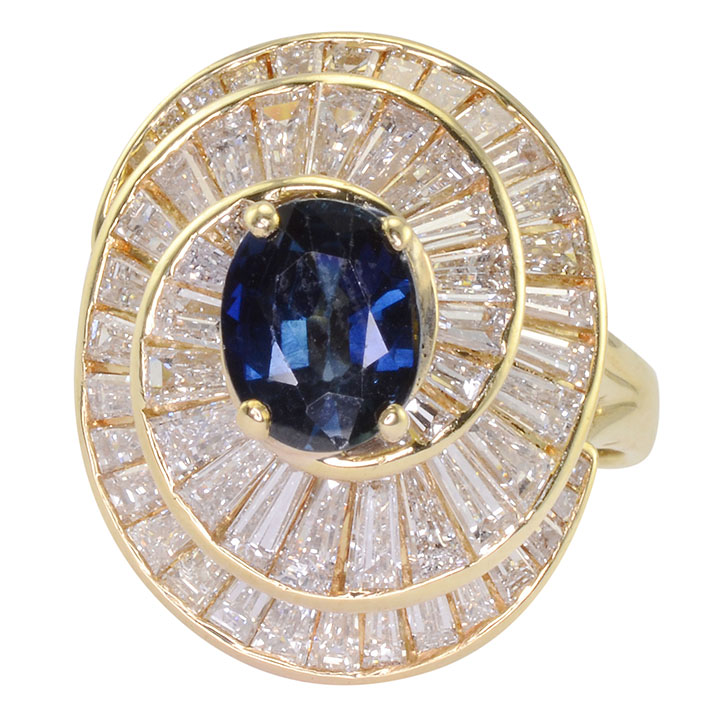 0.96 Carat Sapphire and 2.70 CTW Diamond Ring
