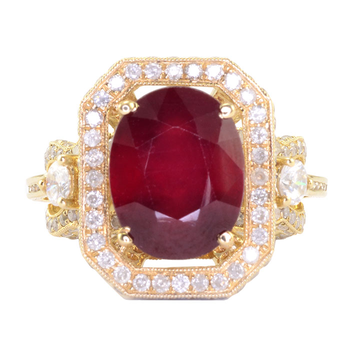 Orianne 7.17 Carat Oval Ruby and Diamond Ring