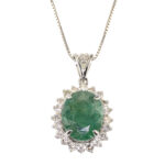 5.74 Carat Oval Emerald Diamond Pendant