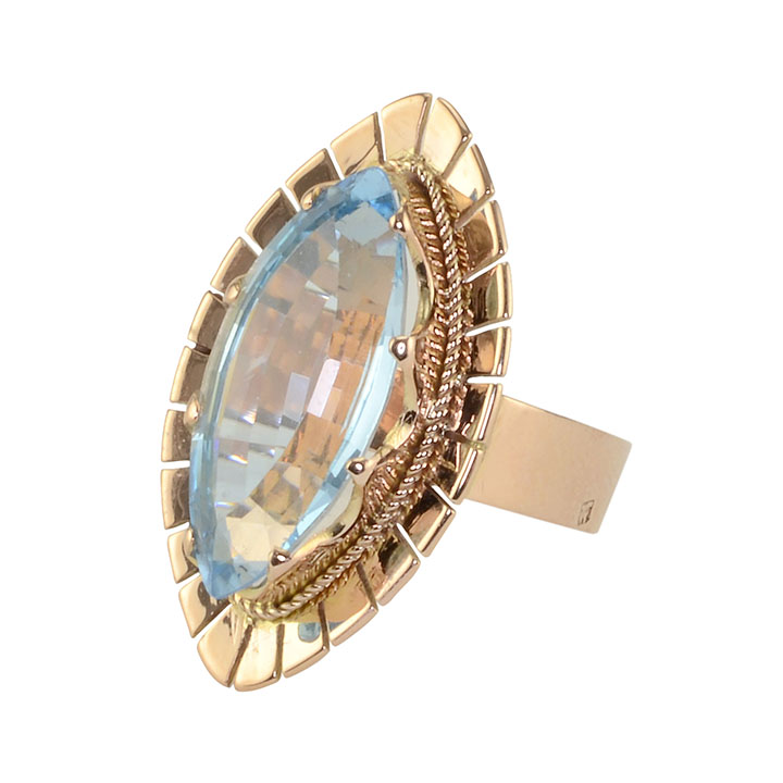 9.19 Carat Marquise Blue Topaz Ring