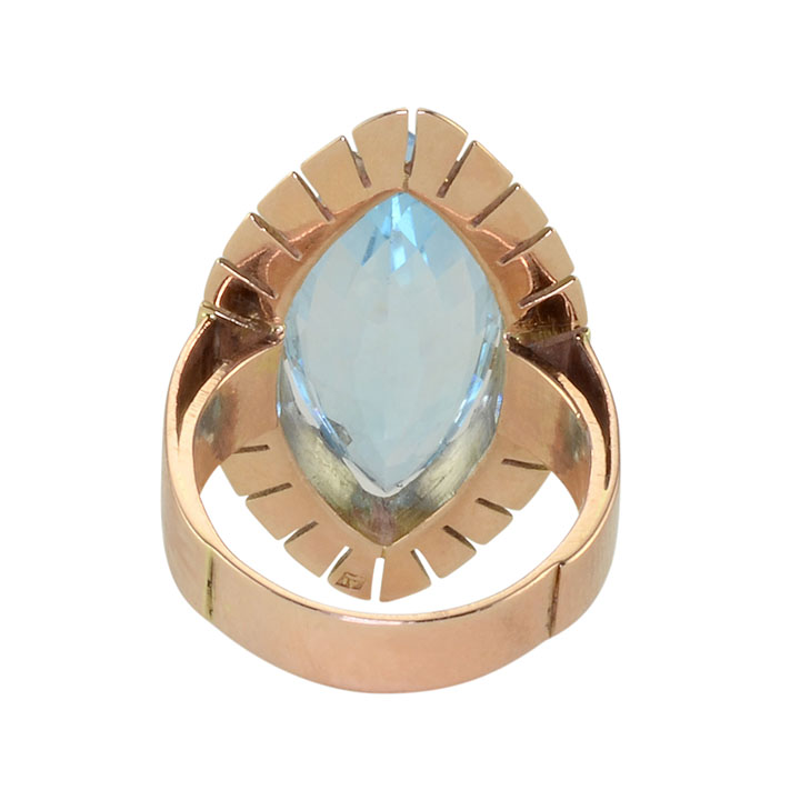 9.19 Carat Marquise Blue Topaz Ring