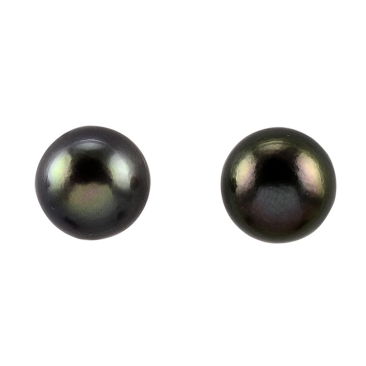 Tahitian Black Pearl Sterling Silver Earrings