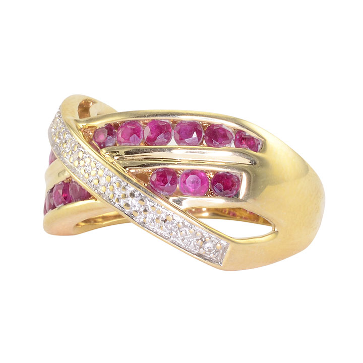 Banded Ruby and Diamond Ring