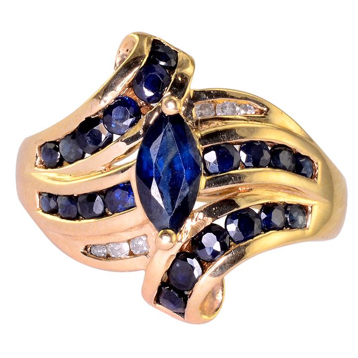 Marquise Sapphire and Diamond Ring