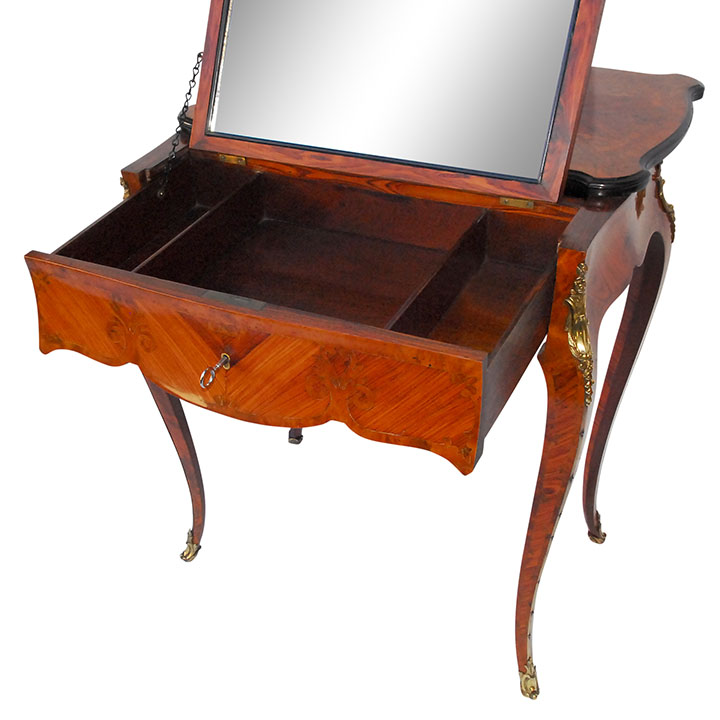 French Inlaid Dressing Table and Mirror