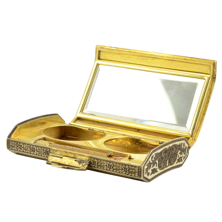 Italian Silver Ladies Compact With Lipstick by Donadio