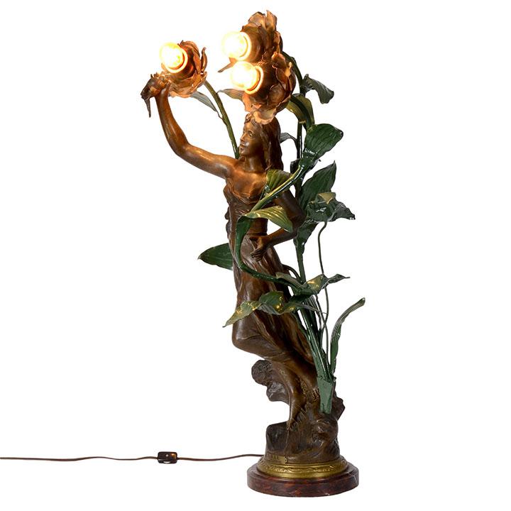 Art Nouveau L’Eau Par Kossowski Large Figural Lamp