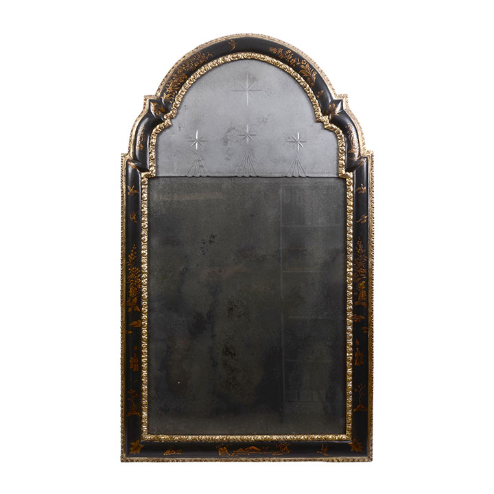 Early 1800s Gesso Frame Hand Painted Mirror