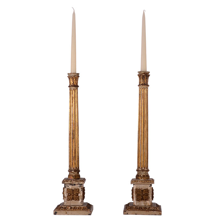 Neoclassical Wooden Candle Stands