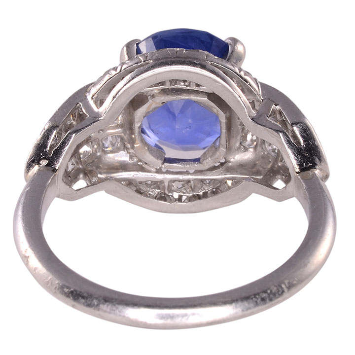 3.60 Carat Oval Sapphire and Diamond Platinum Ring