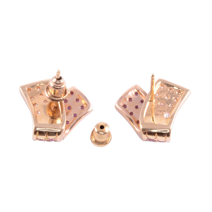 Pink Sapphire & Diamond 18K Earrings
