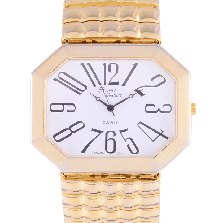 Jacques Couture Gold Plate Oversize Mens Wrist Watch