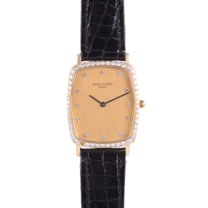 Patek Philippe Rare Original Factory Diamond Dial & Bezel Wrist Watch