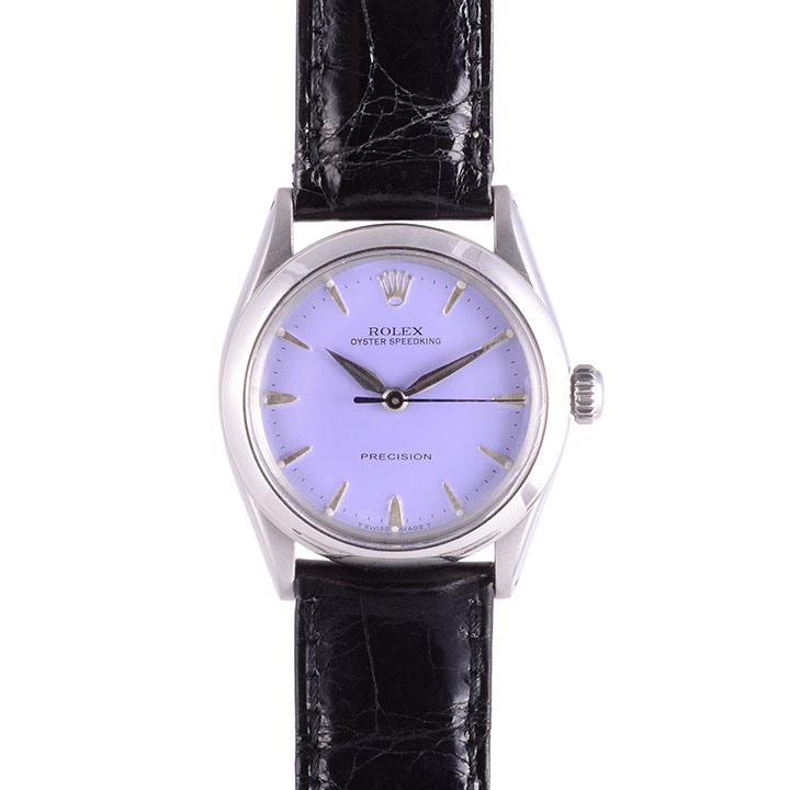Rolex Stainless Steel Oyster Perpetual Speed King Lavender Dial Wrist Watch